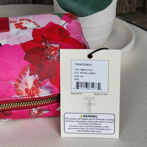 NEW Ted Baker Pink and Red Pressed Flowers Loaf Cosmetic Bag - Picture 11 of 11